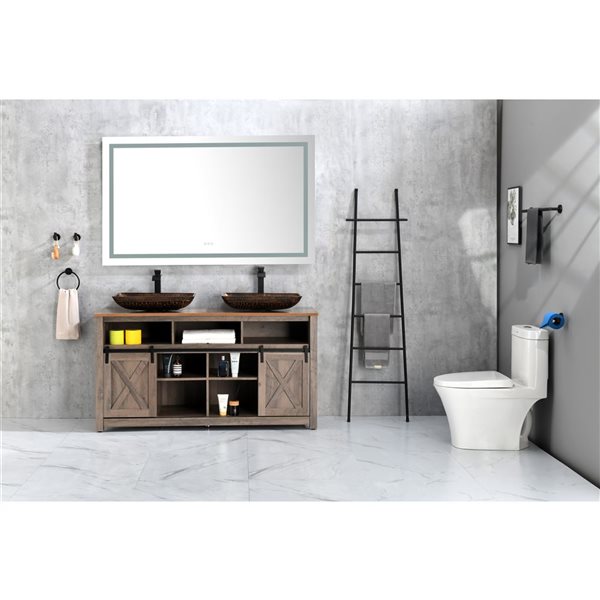 Miroir de meuble lavabo illuminé DEL Flynama antibué sans cadre 60 x 36 po