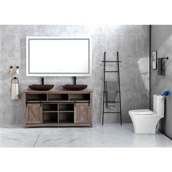 Miroir de meuble lavabo illuminé DEL Flynama antibué sans cadre 60 x 36 po