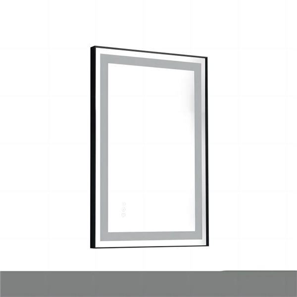 Flynama 24 x 35.8-in Matte Black Frameless Anti-Fog LED Bathroom Vanity Mirror