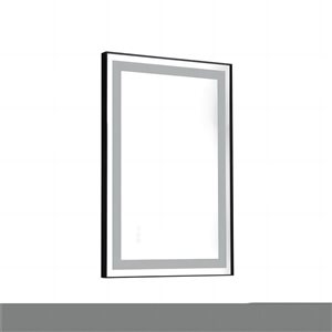 Flynama 24 x 35.8-in Matte Black Frameless Anti-Fog LED Bathroom Vanity Mirror