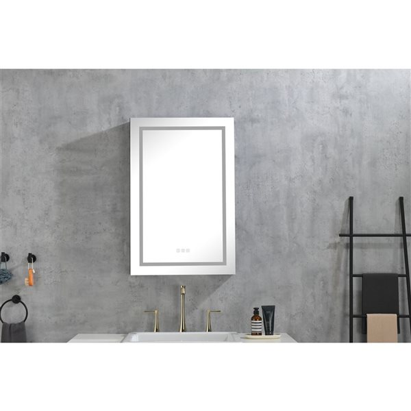 Pharmacie avec miroir Flynama argent sans cadre 24 x 36 po