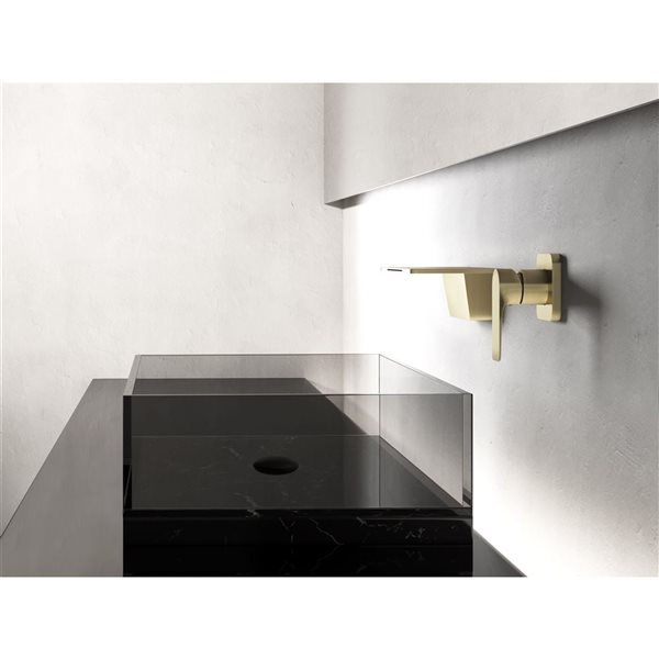 Flynama Brushed Gold Single-Handle Waterfall Wall Mounted Bathroom Faucet