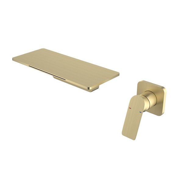 Flynama Brushed Gold Single-Handle Waterfall Wall Mounted Bathroom Faucet