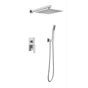 Système de douche mural Flynama en nickel brossé avec pomme de douche 10 po