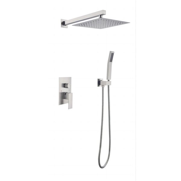 Flynama Brushed Nickel Wall-Mount Shower System with 10-in Shower Head