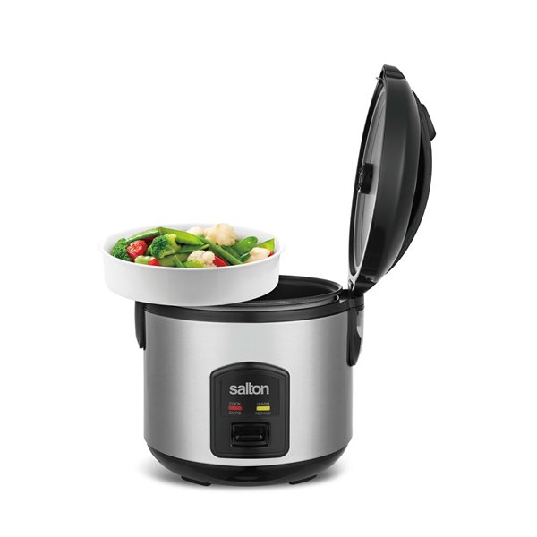 Salton 8-Cup Stainless Steel Automatic Rice Cooker and Steamer