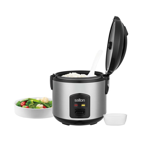 Salton 8-Cup Stainless Steel Automatic Rice Cooker and Steamer