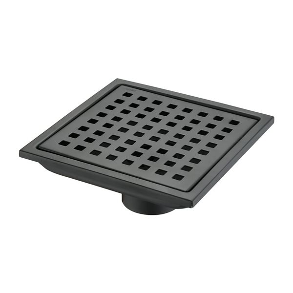 Flynama 6-in Matte Black Square Shower Floor Drain