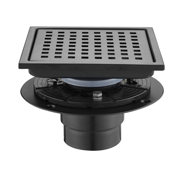 Flynama 6-in Matte Black Square Shower Floor Drain