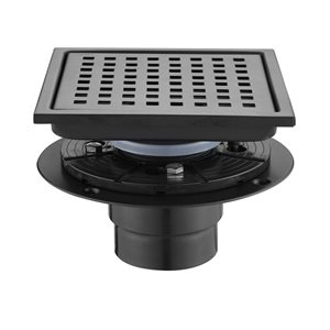 Flynama 6-in Matte Black Square Shower Floor Drain