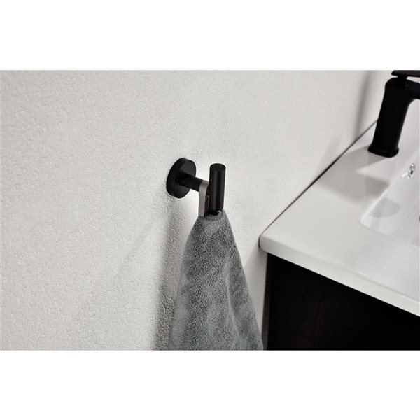 Flynama 3-Piece Matte Black Stainless Steel Wall Mount Bathroom Towel ...