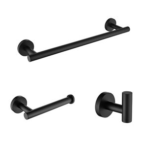 Flynama 3-Piece Matte Black Stainless Steel Wall Mount Bathroom Towel Rack Set