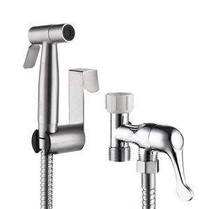 Flynama Silver Hand Held Bidet Elongated Bidet Seat