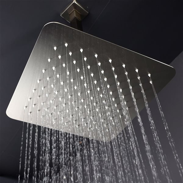 Flynama 12-in Brushed Nickel Wall Mounted Rainfall Shower Head System