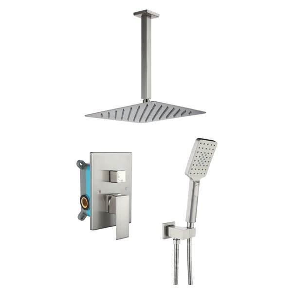 Flynama 12-in Brushed Nickel Wall Mounted Rainfall Shower Head System