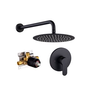 Flynama Matte Black 1-handle Single Function Round Shower Faucet