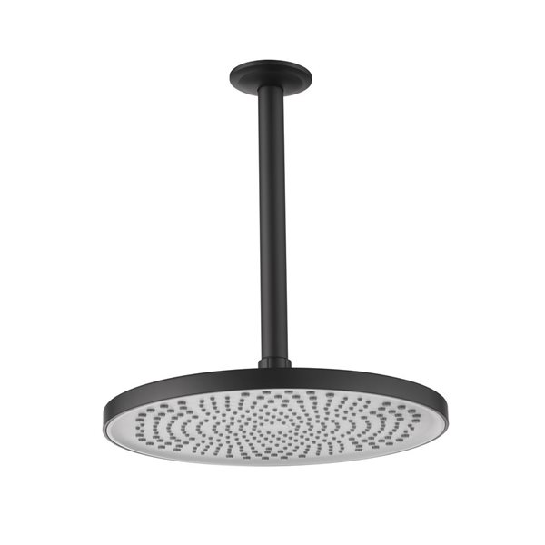 Flynama Matte Black 1-Spray Pattern 10-in Ceiling Mount Fixed Shower Head