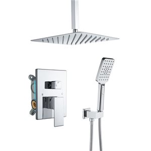 Flynama 12-in Brushed Chrome Wall Mounted Rainfall Shower Head System