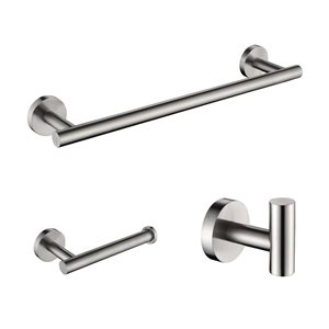 Flynama 3-Piece Silver Stainless Steel Wall Mount Bathroom Towel Rack Set