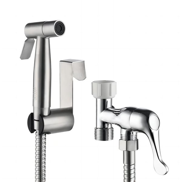 Flynama Silver Hand Held Bidet Elongated Bidet Seat