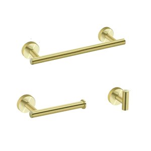 Flynama 3-Piece Gold Stainless Steel Wall Mount Bathroom Towel Rack Set