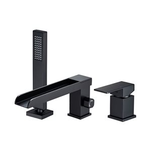 Flynama Matte Black Single-Handle Wall Mounted Roman Tub Faucet with Diverter and Handshower