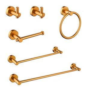 Flynama 6-Piece Gold Bath Hardware Set with Toilet Paper Holder, Towel Ring, Towel Hook