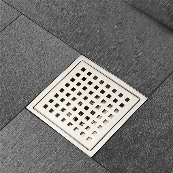 Flynama  6-in Brushed Nickel Square Shower Floor Drain