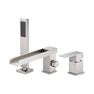 Flynama Brushed Nickel Single-Handle Wall Mounted Roman Tub Faucet with Diverter and Handshower