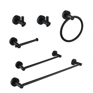 Flynama 6-Piece Matte Black Wall Mount  Bathroom Towel Rack Set