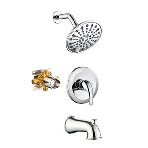 Flynama Chrome  Single-Handle 6-Spray Round High Pressure Shower Faucet with 6-in Shower Head