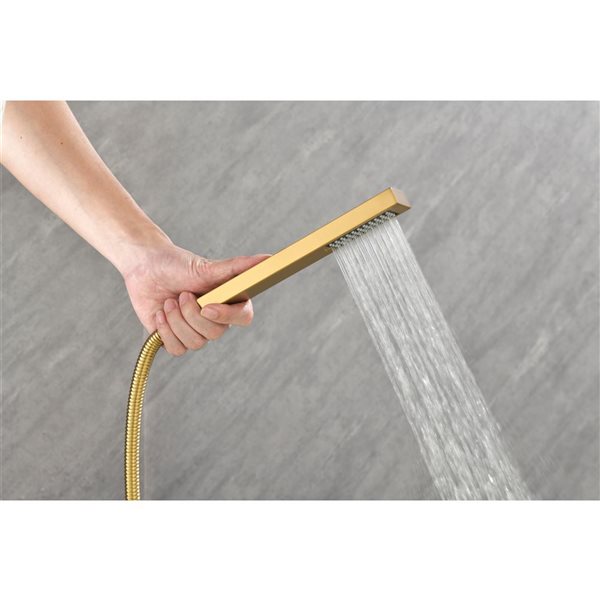 Flynama Gold Single-Handle Freestanding Tub Faucet with Hand Shower