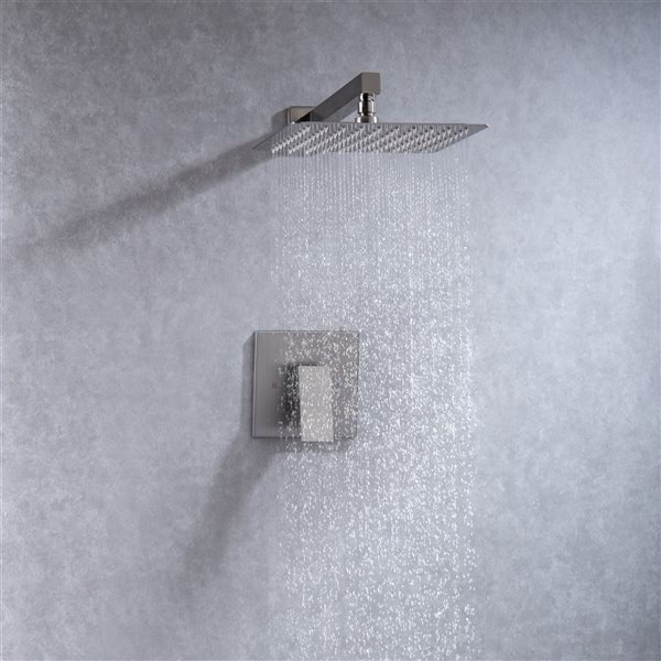 Flynama Brushed Nickel 1-Spray Pattern 10-in Wall Mount Rain Fixed Shower Head