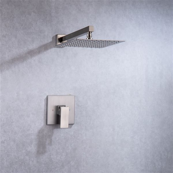 Flynama Brushed Nickel 1-Spray Pattern 10-in Wall Mount Rain Fixed Shower Head