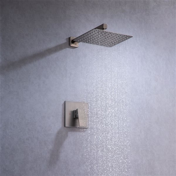 Flynama Brushed Nickel 1-Spray Pattern 10-in Wall Mount Rain Fixed Shower Head