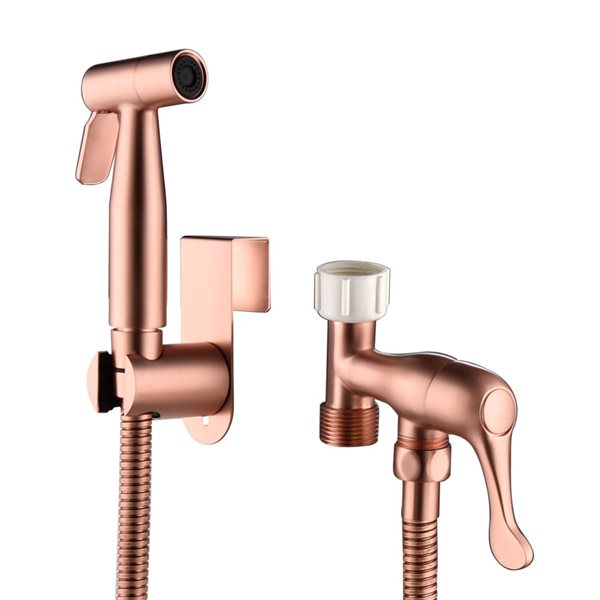 Flynama Non-Electric Stainless Steel Handheld Bidet Attachment Toilet Sprayer for Toilet Bidet in Rose Gold