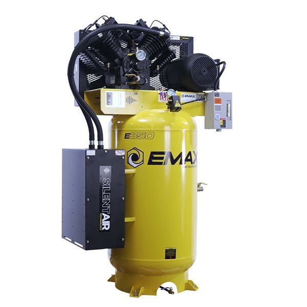 Compresseur d’air EMAX 10 HP avec réservoir de 80 gallons et sécheur d’air silencieux