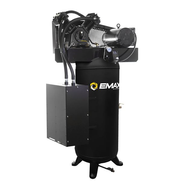 Compresseur d’air industriel silencieux EMAX 5 HP avec réservoir de 60 gallons monophasé