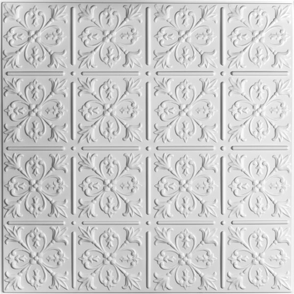 Ceilume Fleur-De-Lis 2 x 2-ft White Suspended Lay-in Ceiling Tiles - 10/Pack