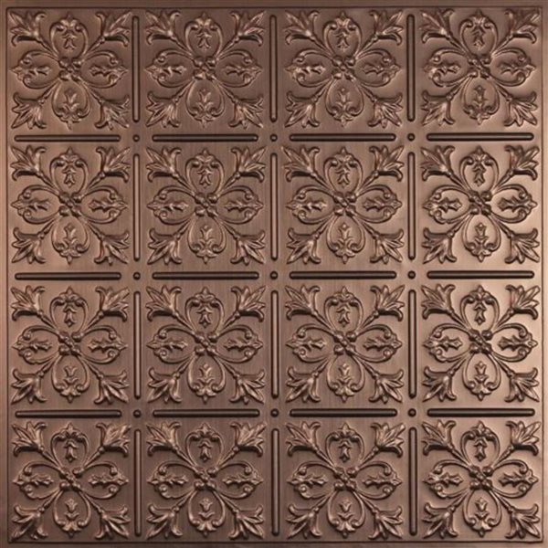 Tuile de plafond suspendu Ceilume Fleur-De-Lis 2 x 2 pi, bronze, 10/pqt