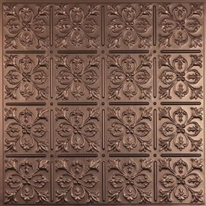 Tuile de plafond suspendu Ceilume Fleur-De-Lis 2 x 2 pi, bronze, 10/pqt