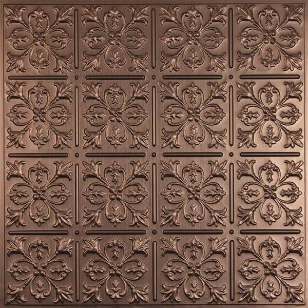 Ceilume Fleur-De-Lis 2 x 2-ft Bronze Suspended Lay-in Ceiling Tiles - 10/Pack