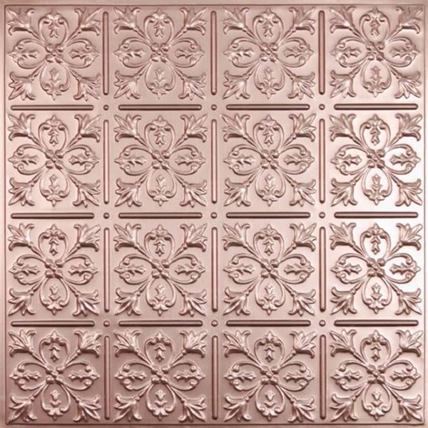 Tuile de plafond suspendu Ceilume Fleur-De-Lis 2 x 2 pi, cuivre, 10/pqt