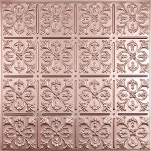 Tuile de plafond suspendu Ceilume Fleur-De-Lis 2 x 2 pi, cuivre, 10/pqt