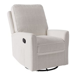 Fauteuil inclinable pivotant Harmony Brentwood Valley Designs en tissu rembourré bouclé blanc