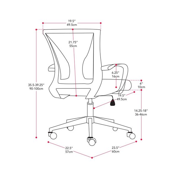 Chaise de bureau pivotante Spencer Brentwood Valley Designs avec dossier en maille et base noirs