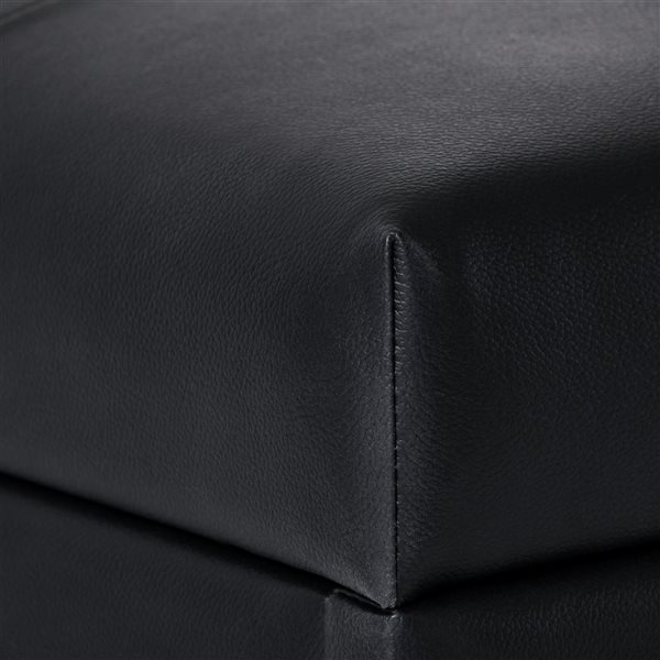 Brentwood Valley Designs Elliot Large Ottoman in Black Faux Leather Tufted with Storage - 28.75 x 46.75-in