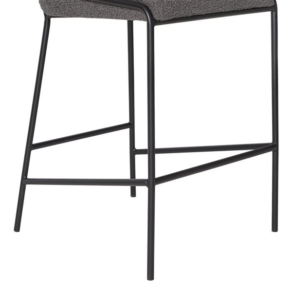 Tabouret de bar rembourré Jackson Brentwood Valley Designs tissu gris foncé et pattes en métal noir, hauteur comptoir