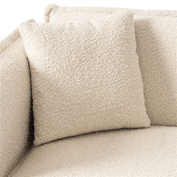 Canapé rembourré moderne Henry Brentwood Valley Designs en tissu bouclé crème avec coussins amovible, 82,75 po l