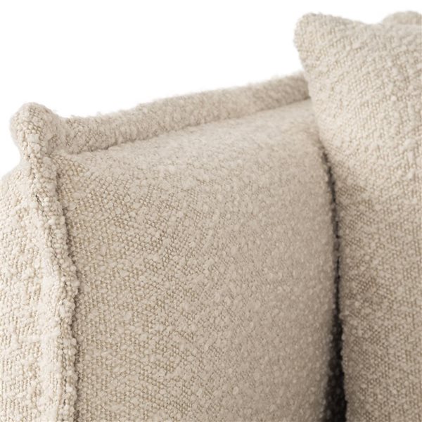 Canapé rembourré moderne Henry Brentwood Valley Designs en tissu bouclé crème avec coussins amovible, 82,75 po l